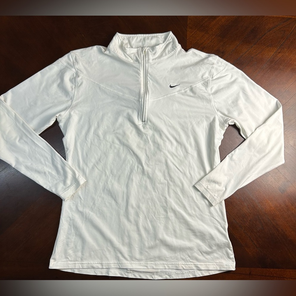 Nike White Long Sleeve Half-Zip Performance Tee